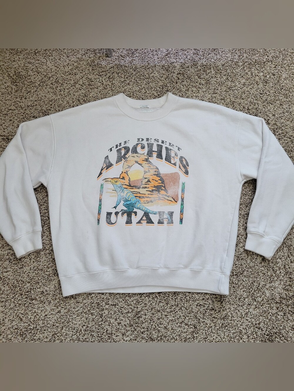Abercrombie & Fitch Sweatshirt Desert Arches Utah Lizard Ivory Beige Medium